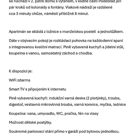 U Fontany 2-free Parking * Подебрады